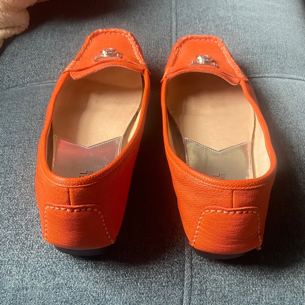 Michael Kors Orange Leather MK Logo Moccasin Loafers - Picture 3 of 9